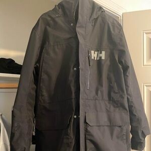 Large mens black Helly Hanson trench coat worn once. Paid $400 asking $250 firm.